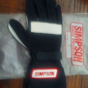 Simpson racing gloves, black and white, never used size medium